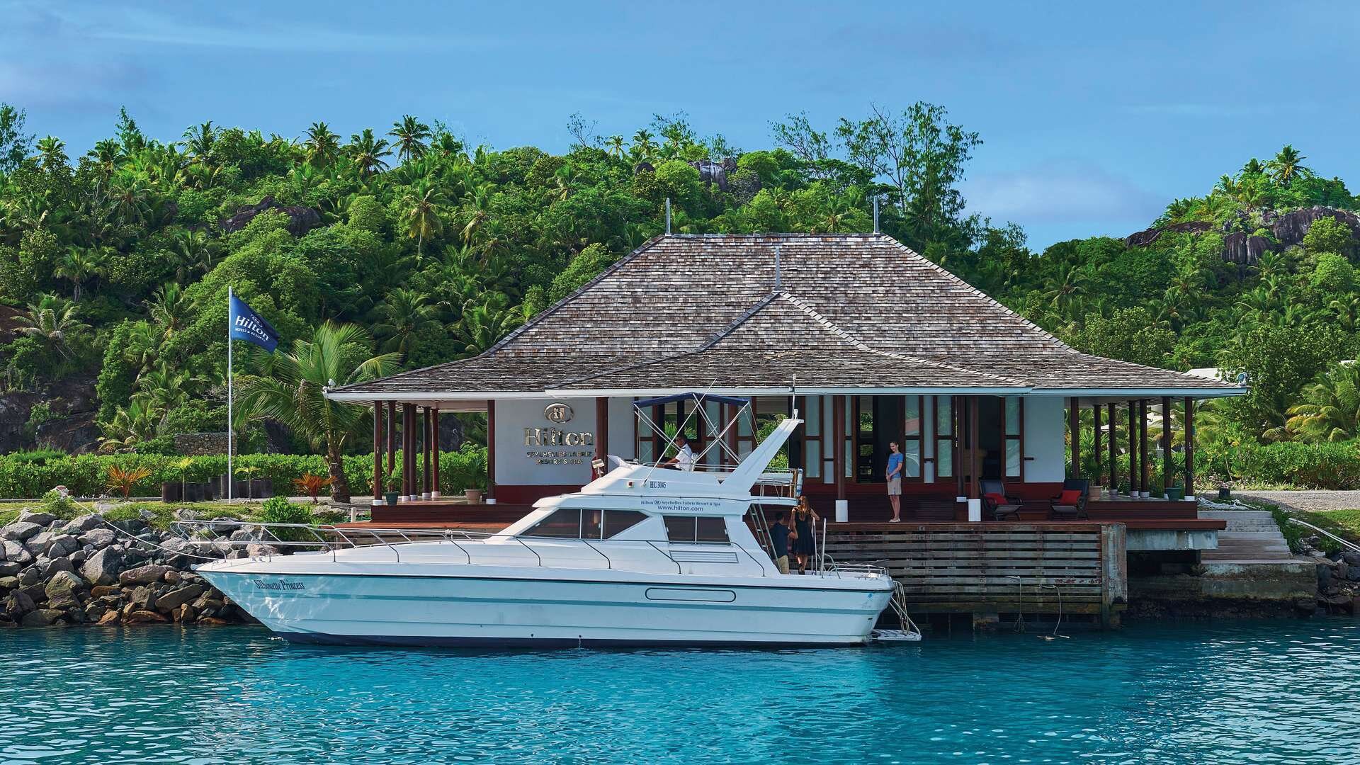 On the water Hilton Seychelles Labriz Resort & Spa on the island of Silhouette,
