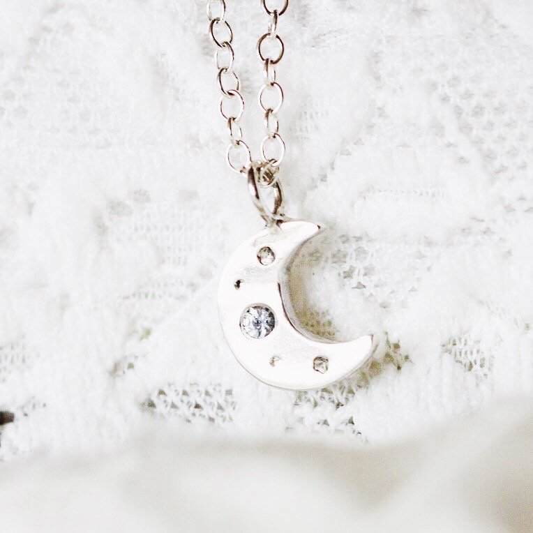 My popular &lsquo;Craters On The Moon&rsquo; design 🌙 set with a 2mm white sapphire, from the ethical company Nineteen48. The precious gemstone has come from a small mine in Sri Lanka.