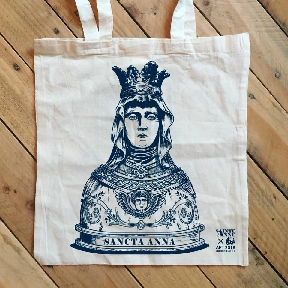 Tote bag imprimé à la main par Ben Sanair