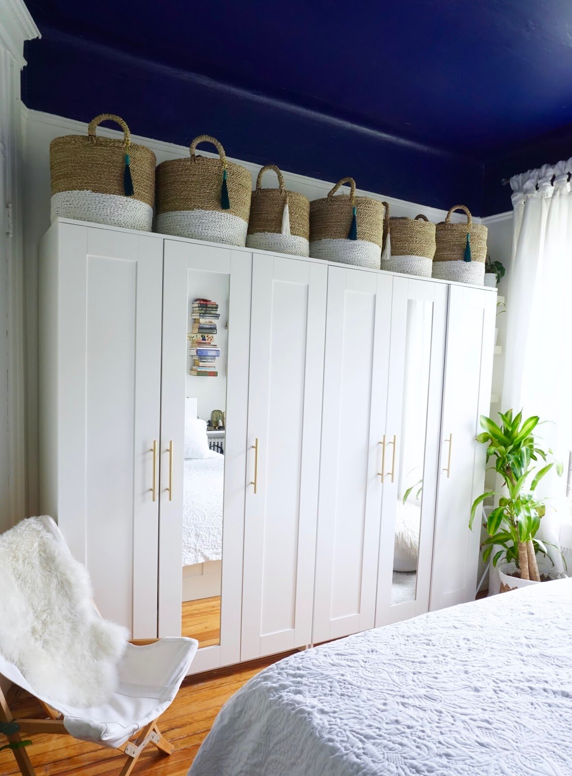 Basket on top of wardrobe for extra storage