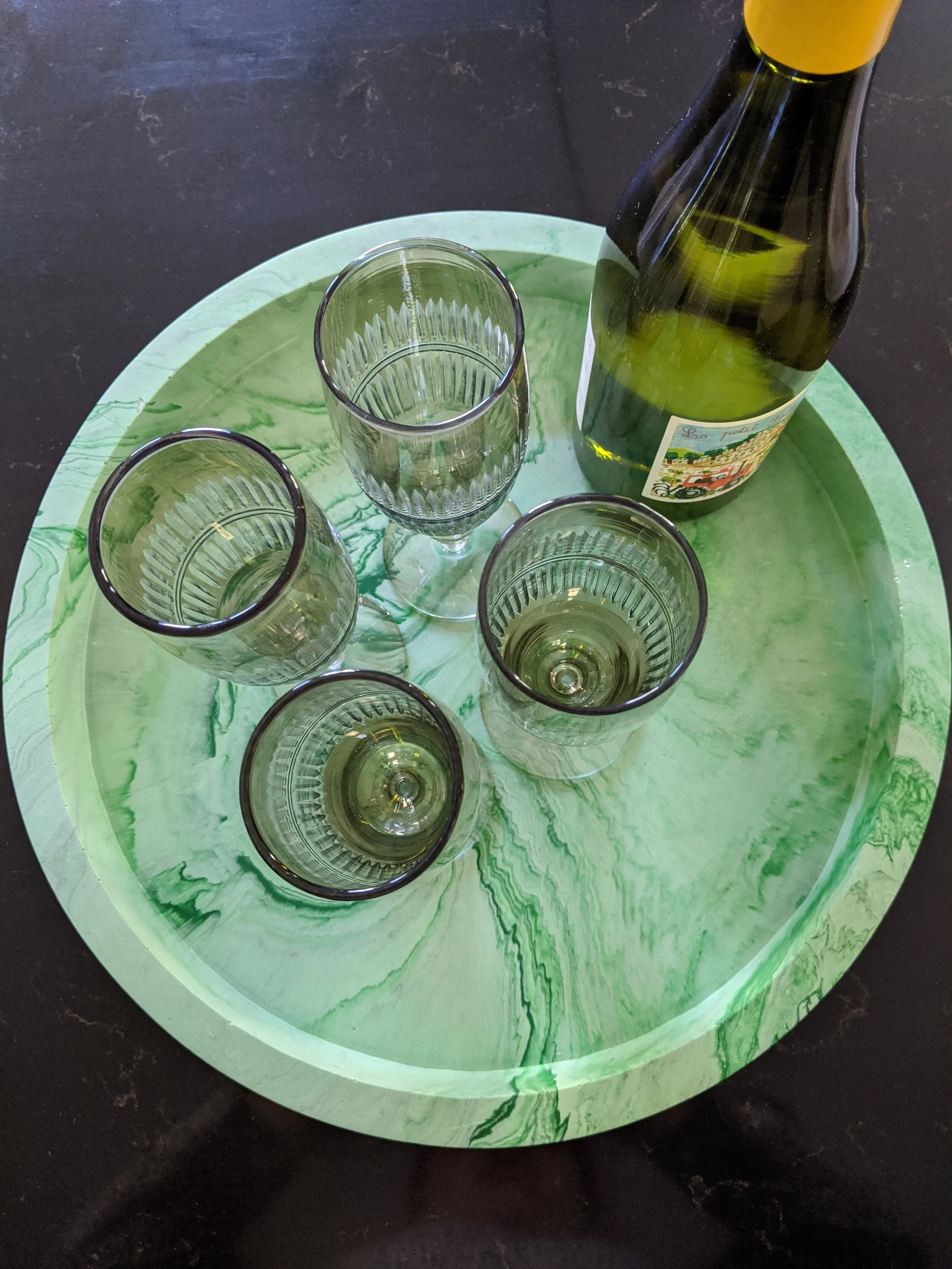 Large decorative round tray — A Softer Edge