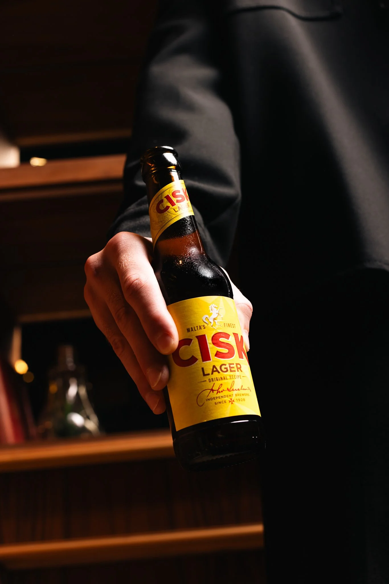cisk lager bottle product shot