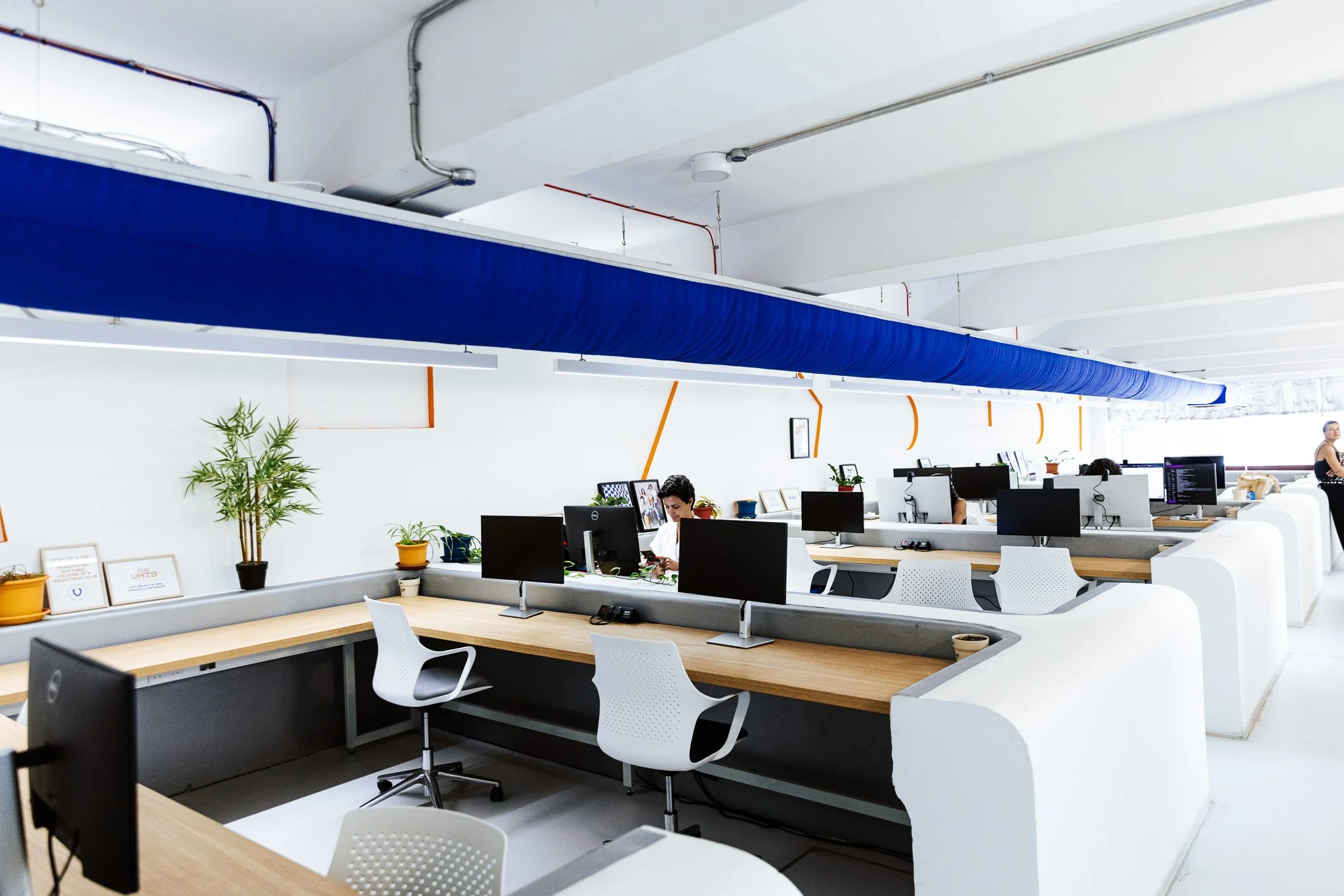 the vats coworking space desk areas, monitors, interior shoot