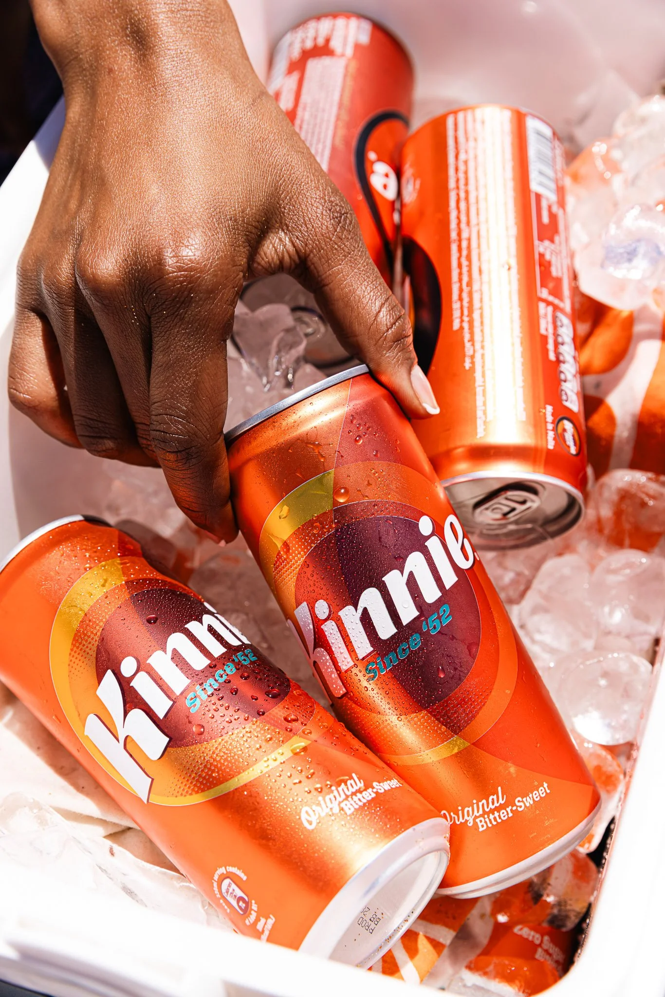 kinnie cans in an ice cooler