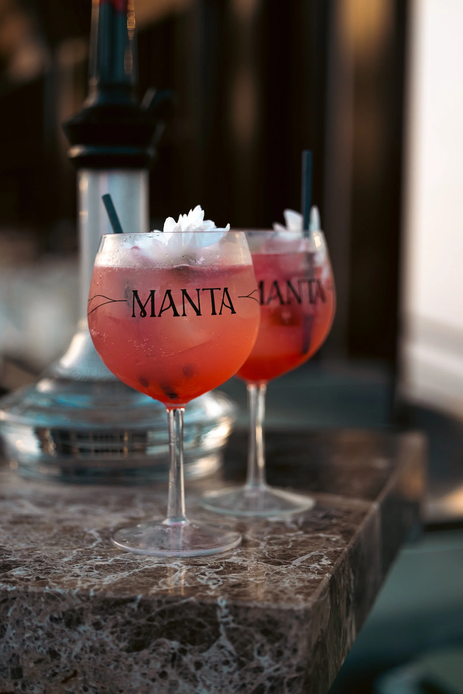 detail shot of glasses at manta by the sea, event photography.