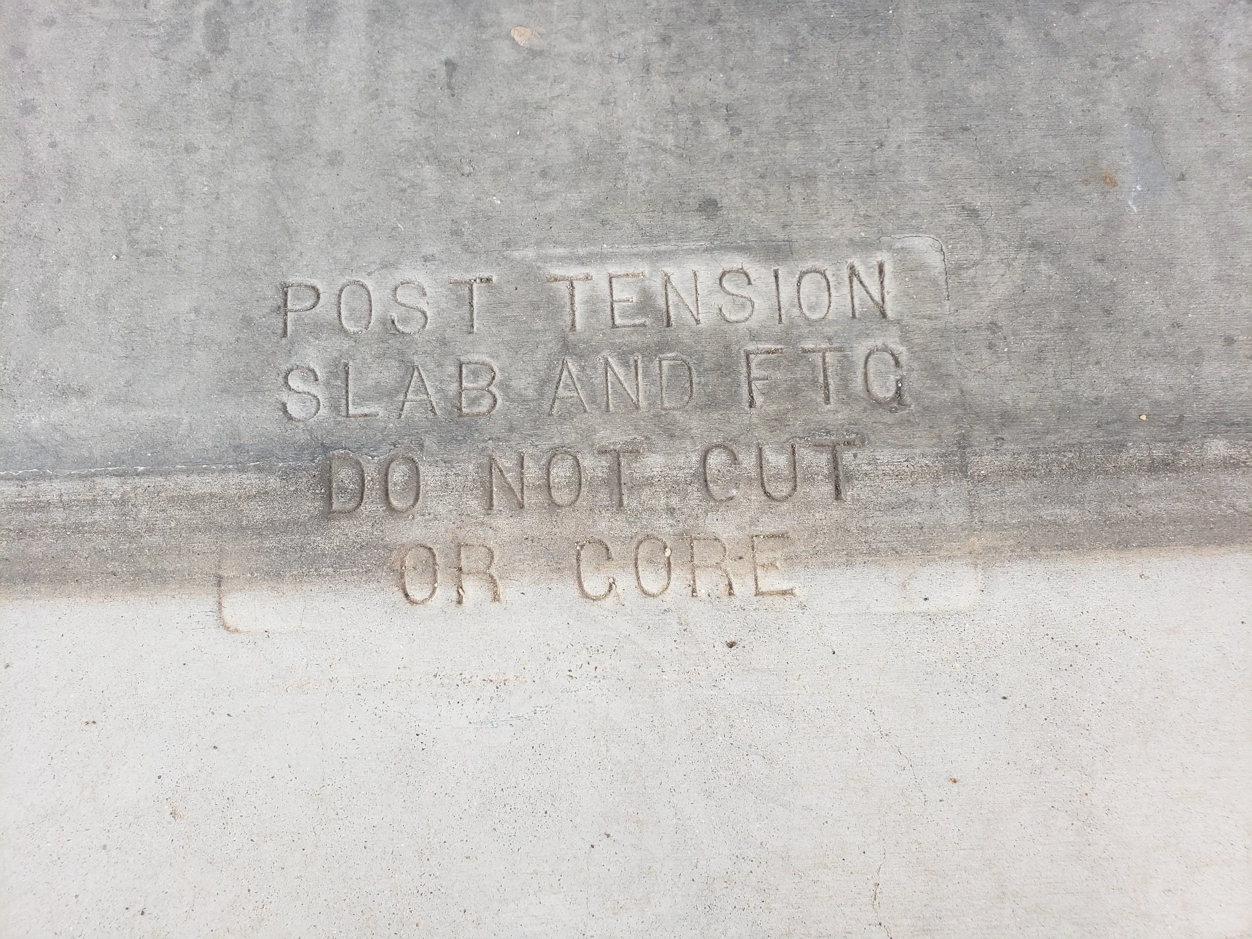 pt post tension slab concrete foundation stamp do not cut or core