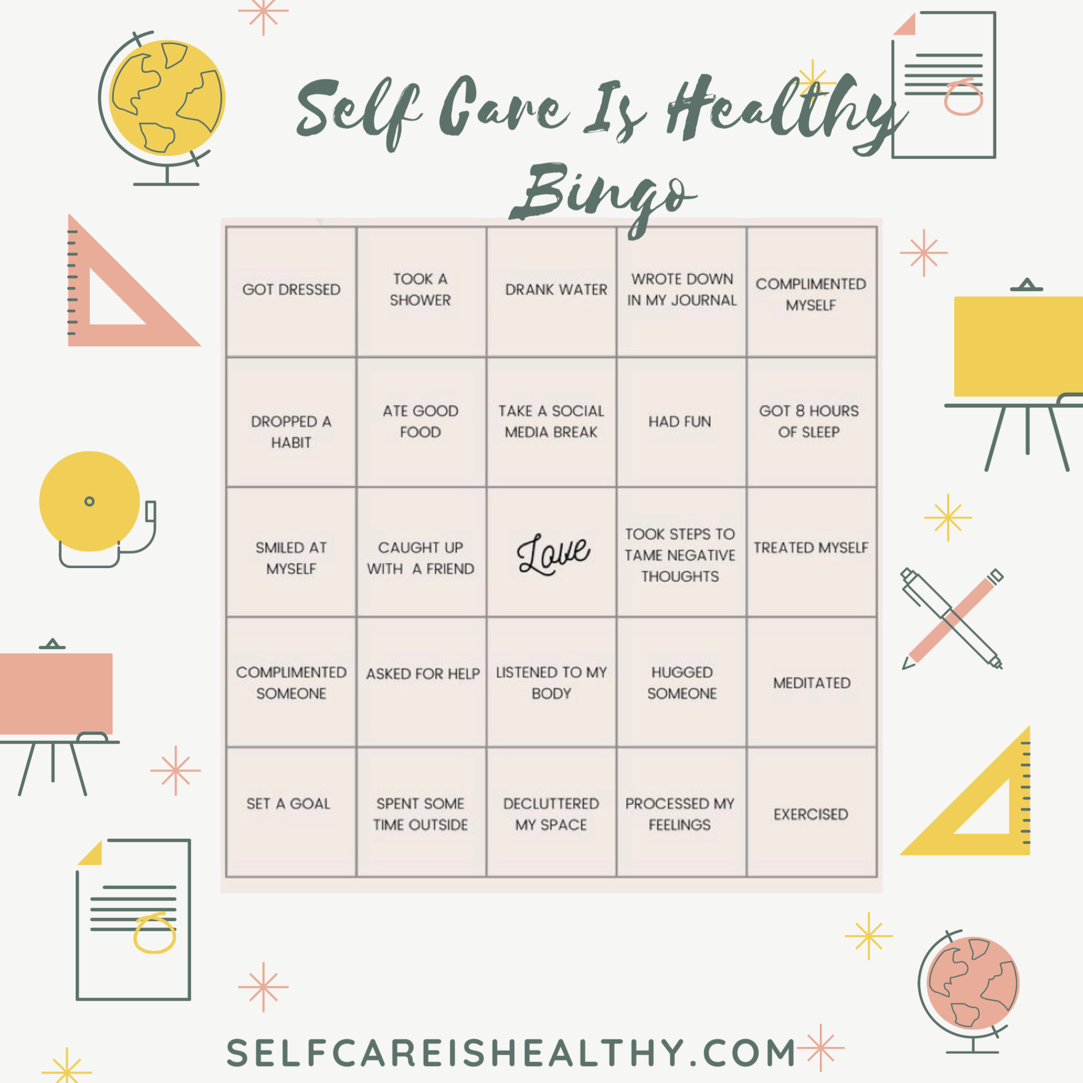 Self Care Is Healthy BINGO