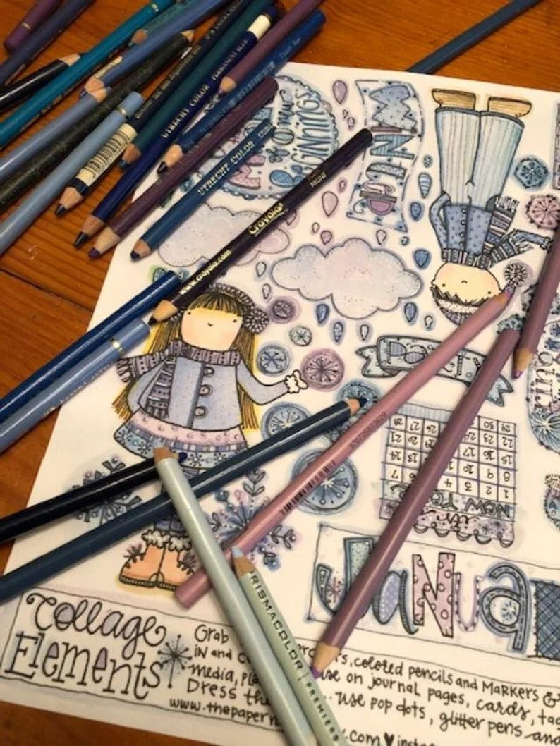 January Collage Elements