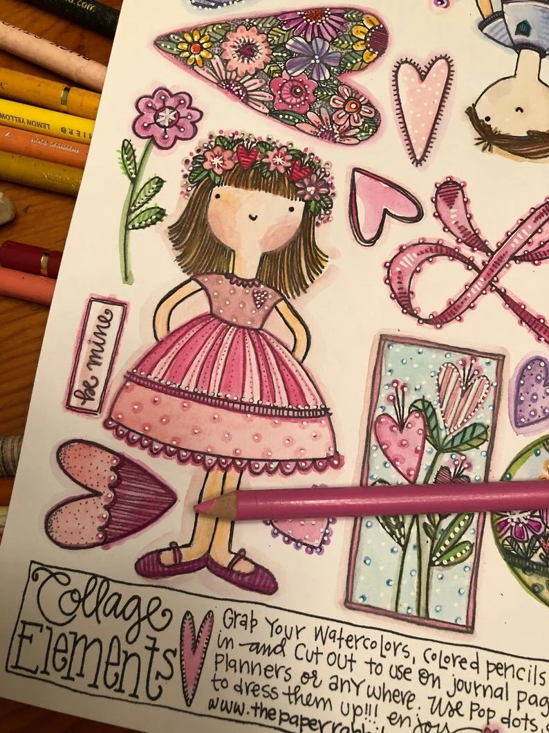 February Collage Elements