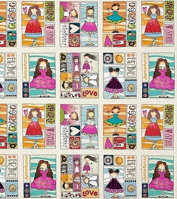 Sunshine girls panel of cotton fabric