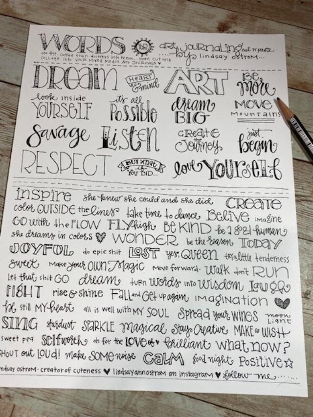 Art Journal Words and Backgrounds - Collage Elements 