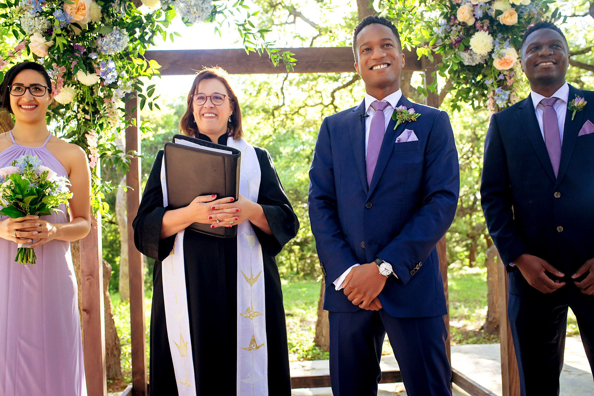 24-Austin-wedding-photographer-Jide-Alakija-groom gazing at bride as she walks down the aisle.jpg.JPG