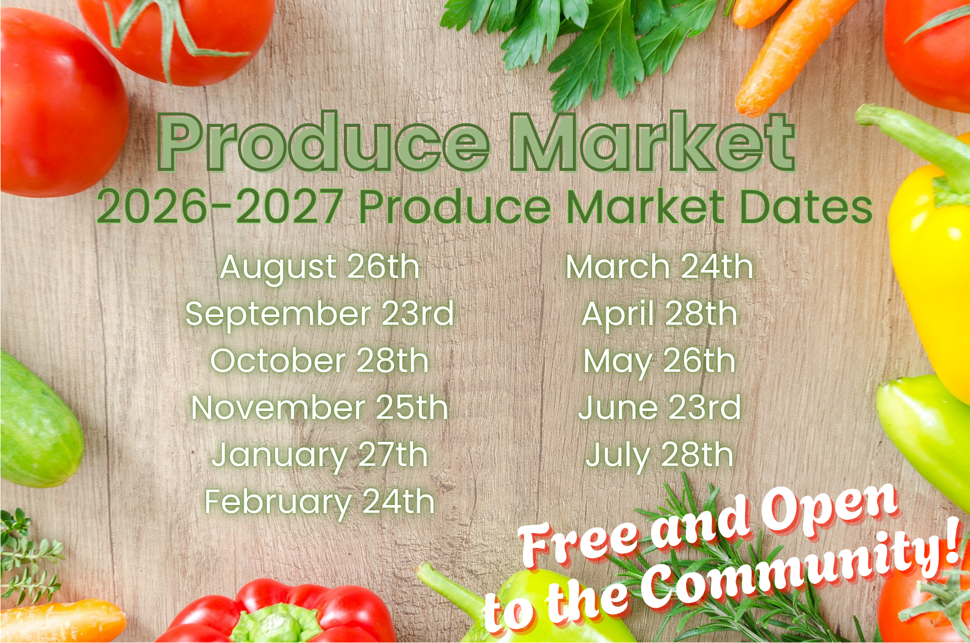2026-2027 Produce Market Dates