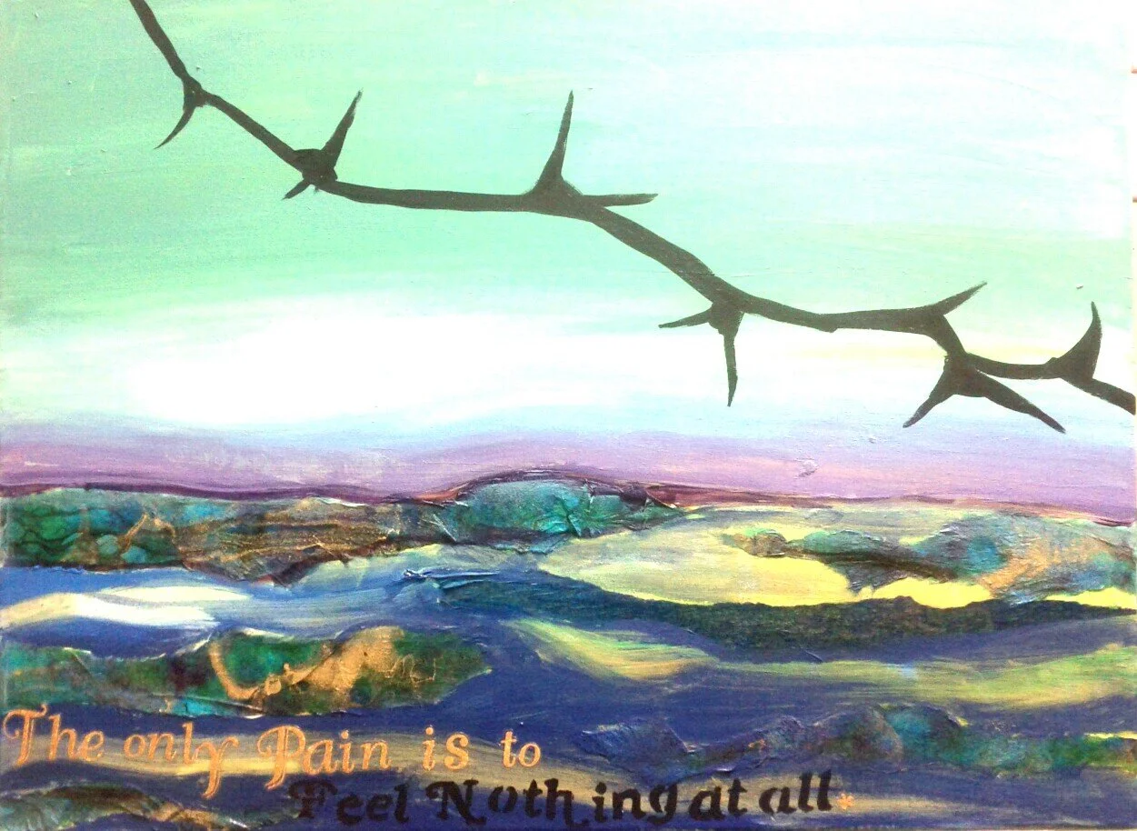 To feel nothing at all, Mixed Media Acrylic and Paper on Canvas,"18x24"