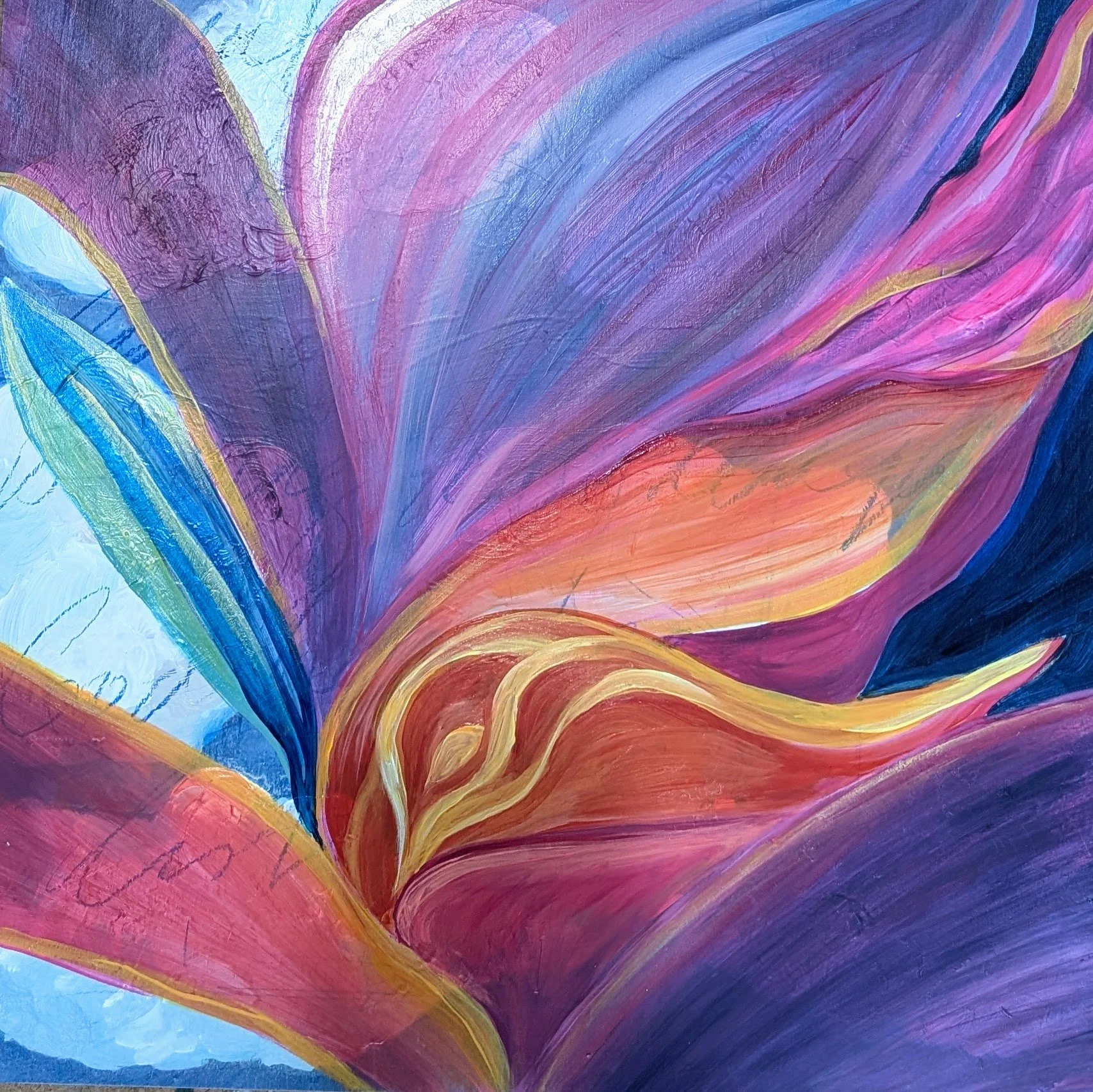 Happy; 14”x14”, Acrylic and oil pastel on wood panel. 380.00