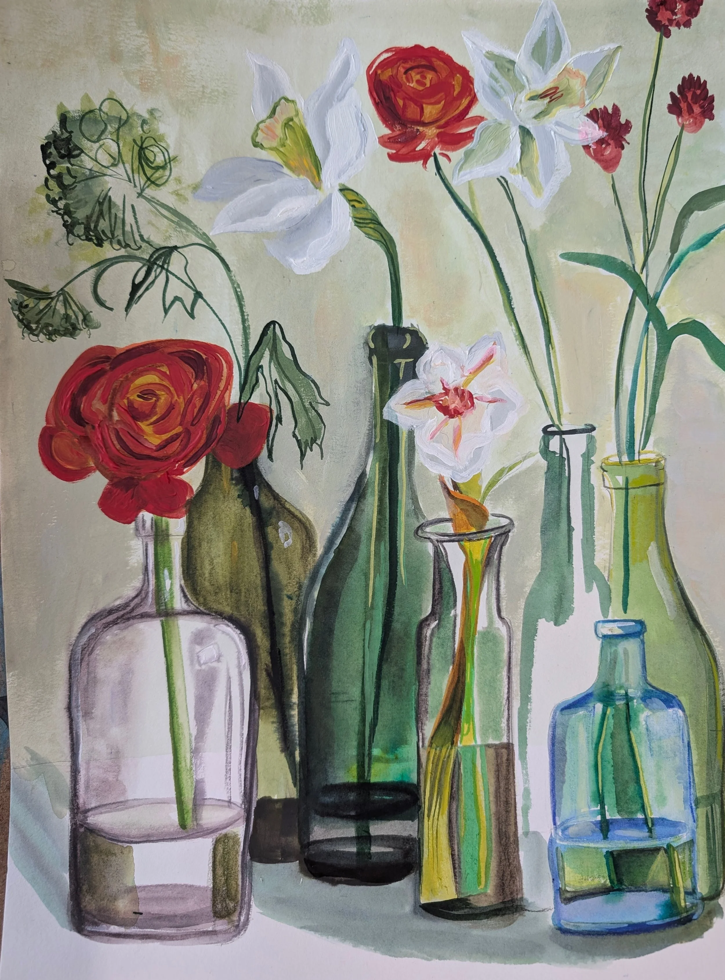 Moments that elevate; 14”x11”, Watercolor and acrylic paint on watercolor paper; 2025, $350