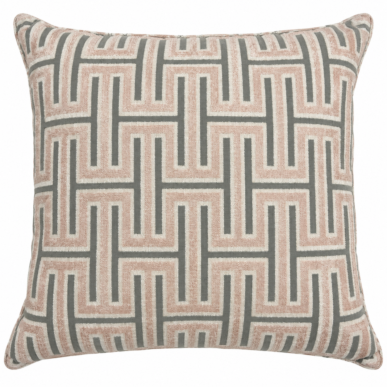 Blush and Gray Geometric Maze Pillow.png