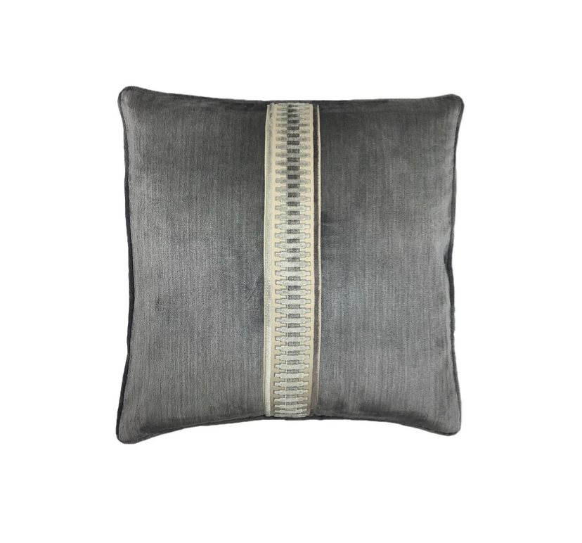 Jefferson Tape Pillow - Charcoal - Velvet