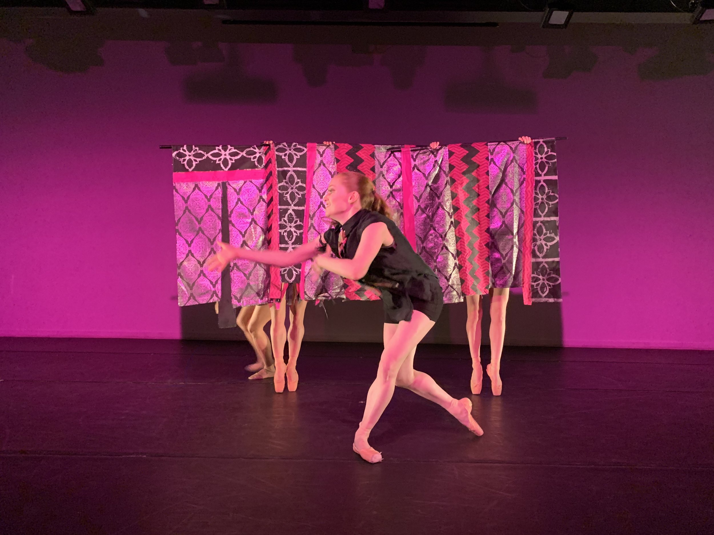  ”Strategy Royale” by choreographer Mari Meade in collaboration with artist Margaret Lanzetta, featuring dancers Allison Beler, Ali Block, Bethany Kellner and Olivia Miranda 