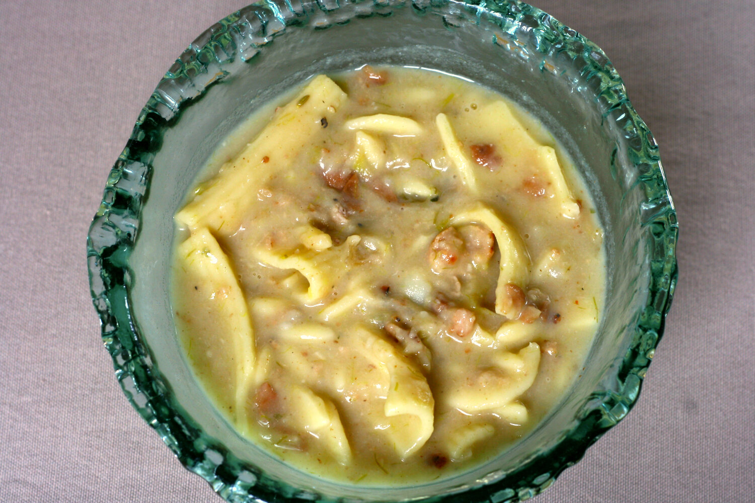 Chicken broth with pasta & beans