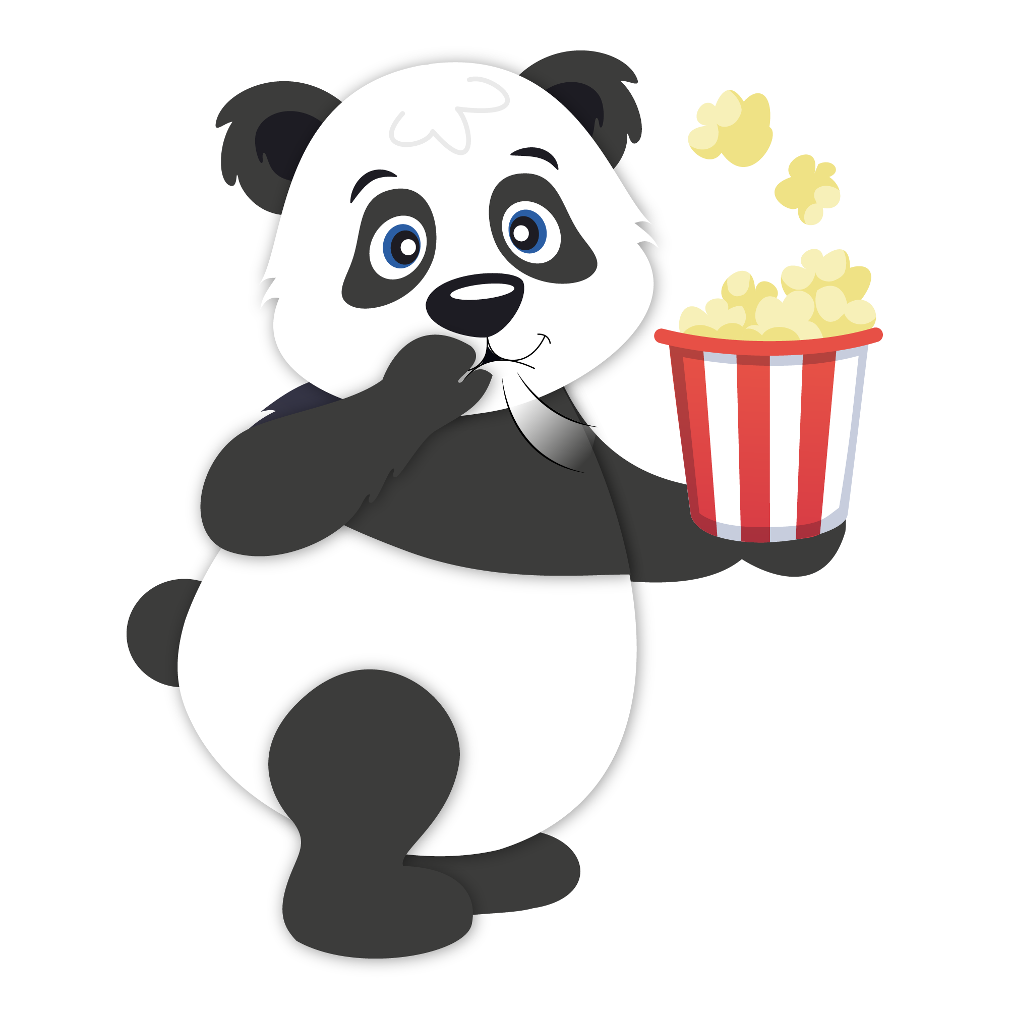 Illustration d'un panda mangeant du pop-corn