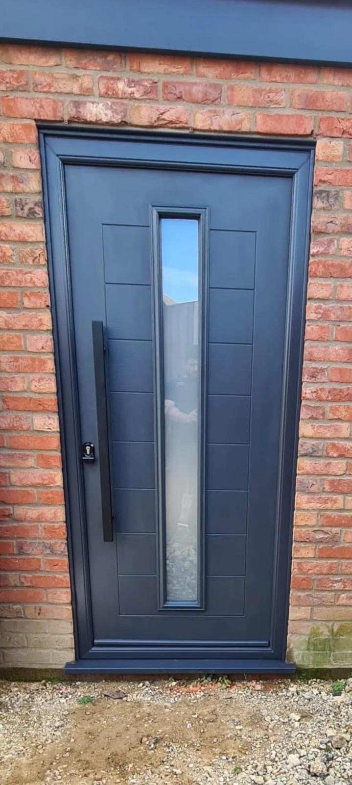 Anthracite Grey composite door with black bar handle