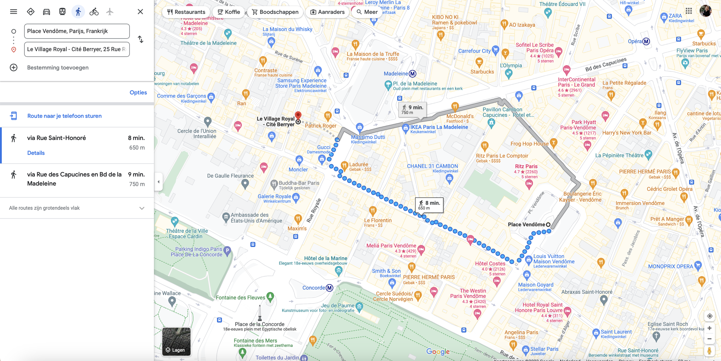 place vendome naar Village royal