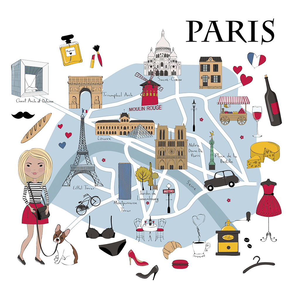 Parijs plattegrond illustratie