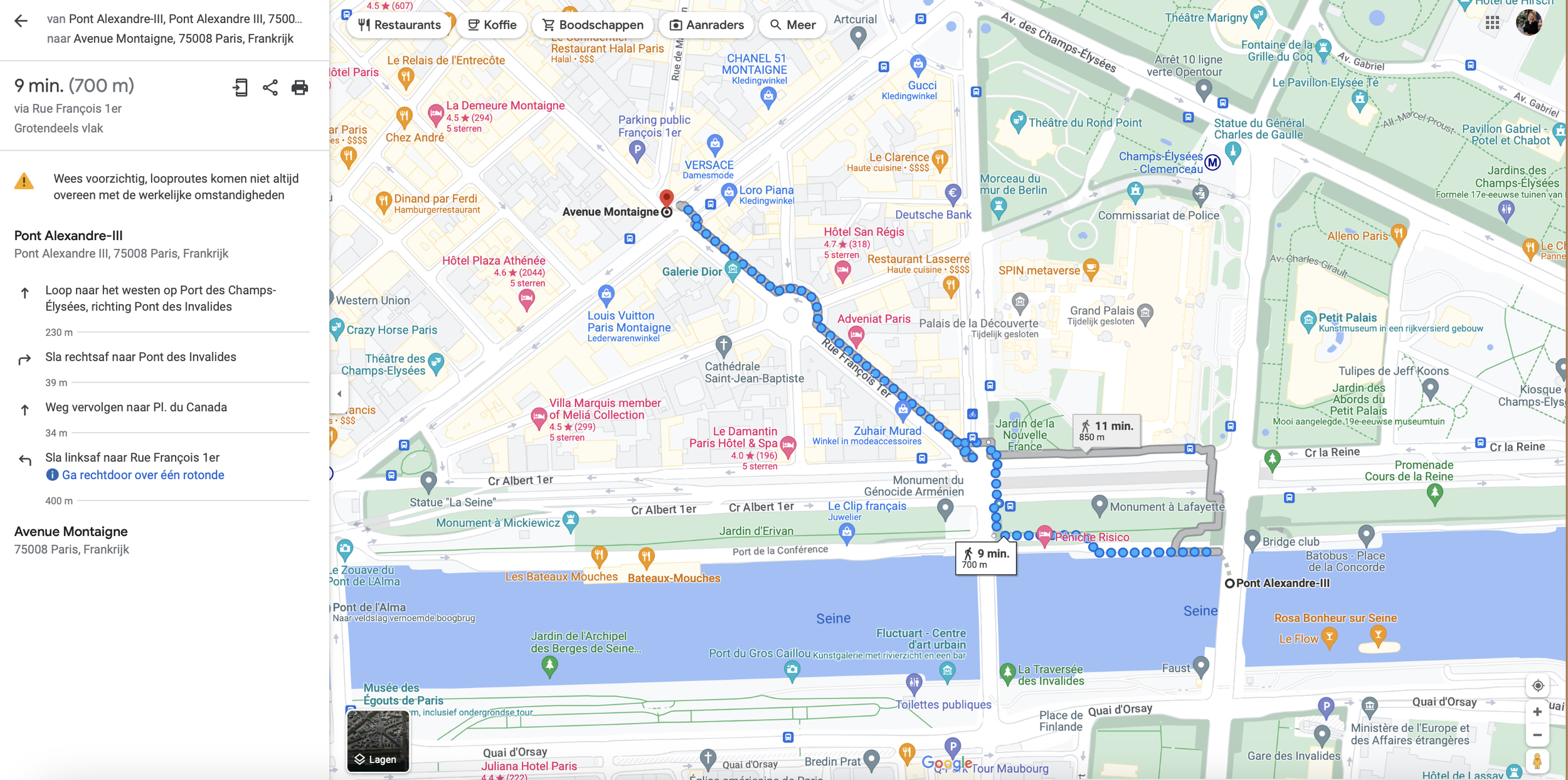 Pont Alexandre 3 naar Avenue Montaigne