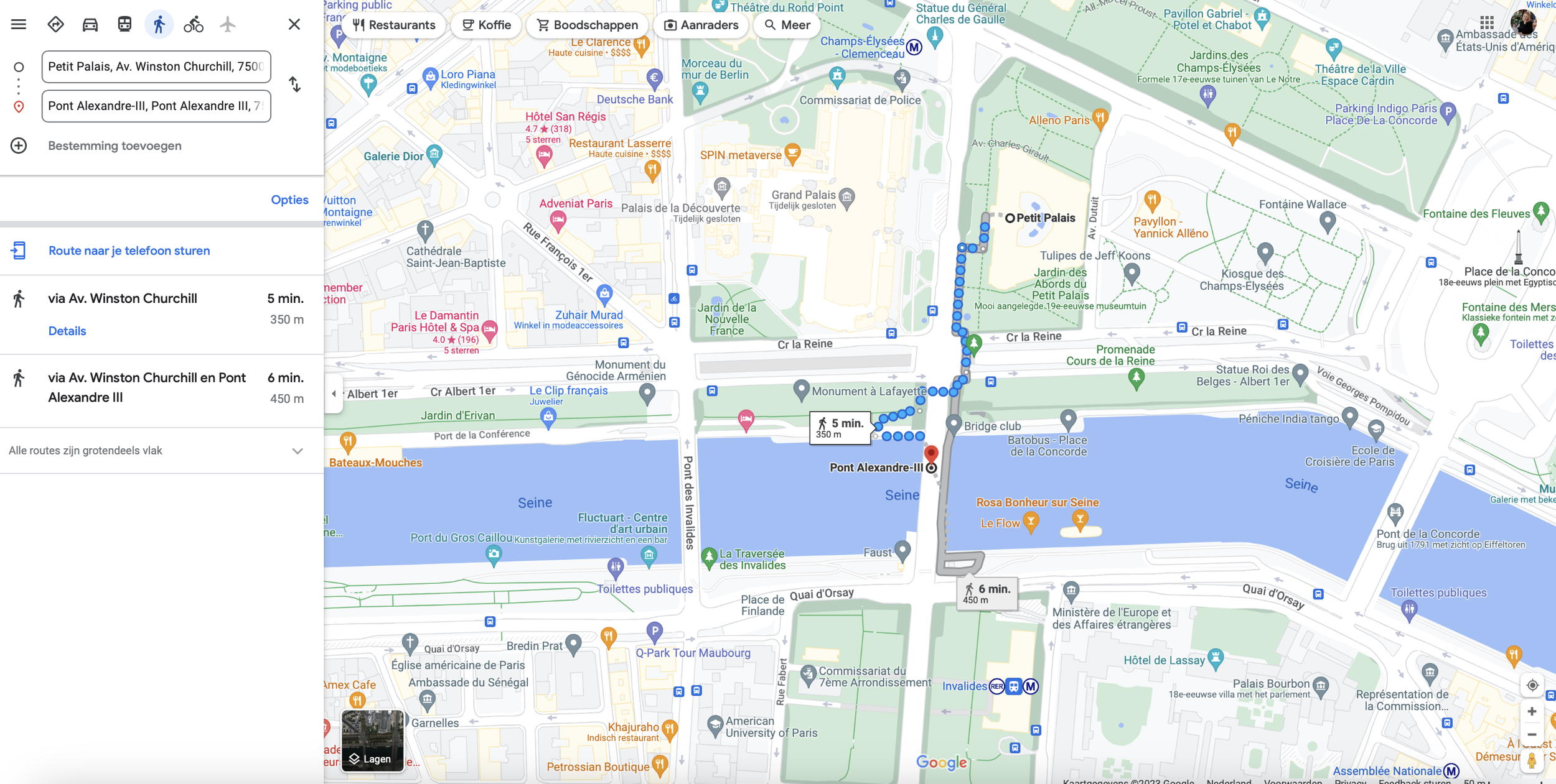 petit palais naar pont Alexandre 3