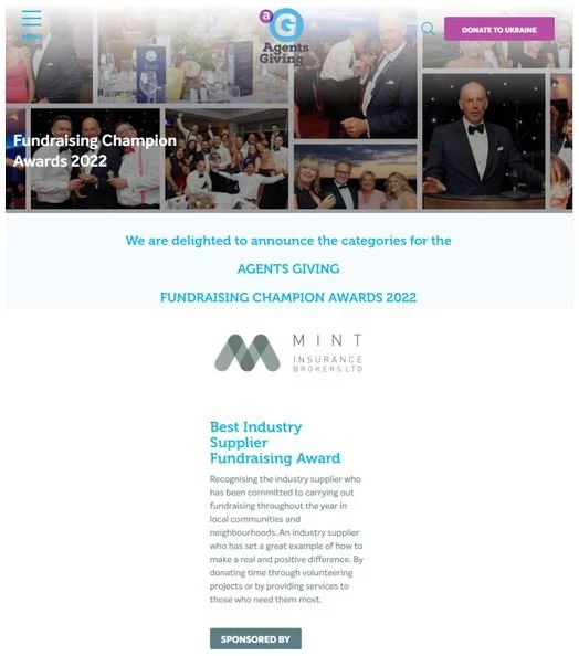 MINT SPONSORS AGENTS GIVING FUNDRAISING CHAMPION AWARDS 2022 — Mint