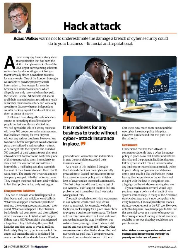 “HACK ATTACK” (THE NEGOTIATOR MAGAZINE NOV 2023) — Mint Insurance Brokers