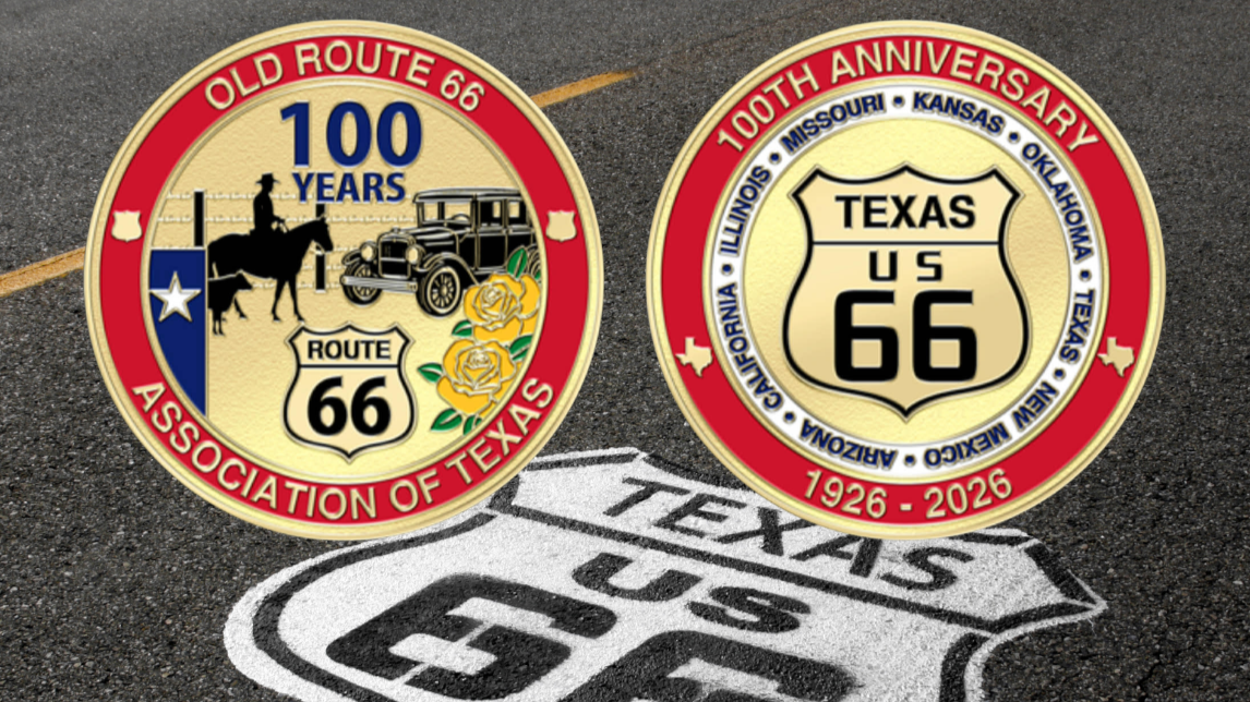 Texas Route 66 Centennial Coin – 2" Diameter