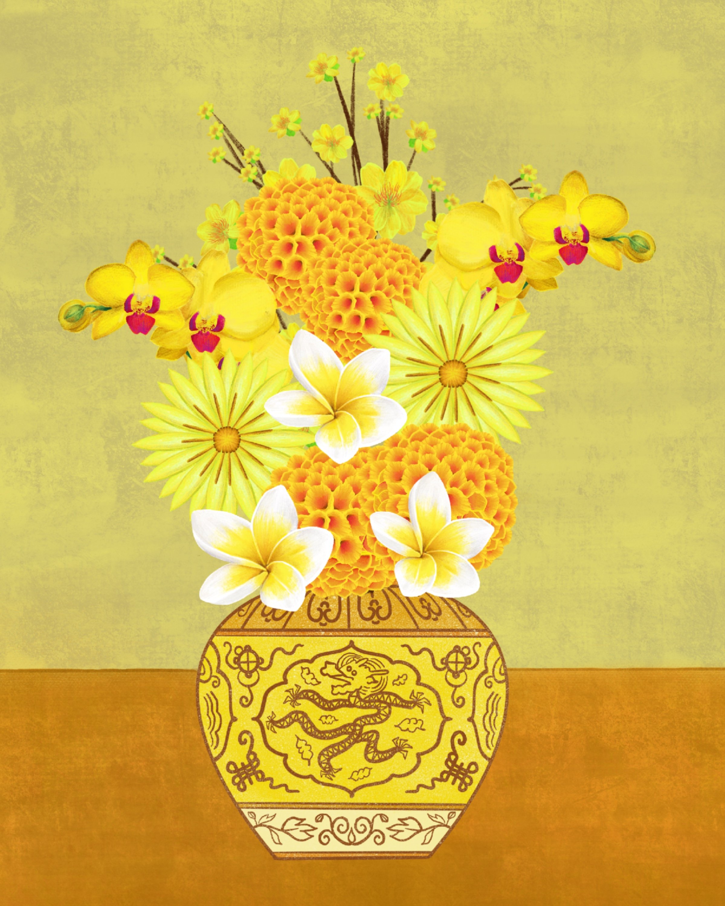 Felicia Liang, Yellow Flowers, 2019, Digital Artwork