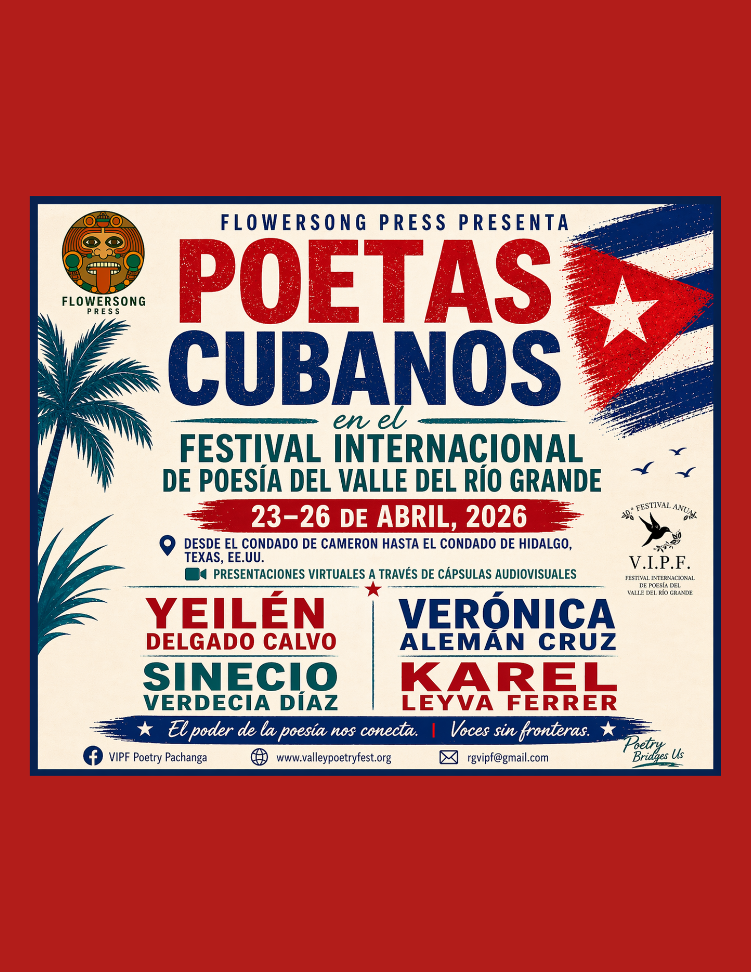 FlowerSong Press presenta: Poetas cubanos en el Festival Internacional de Poesía del Valle del Río Grande 2026