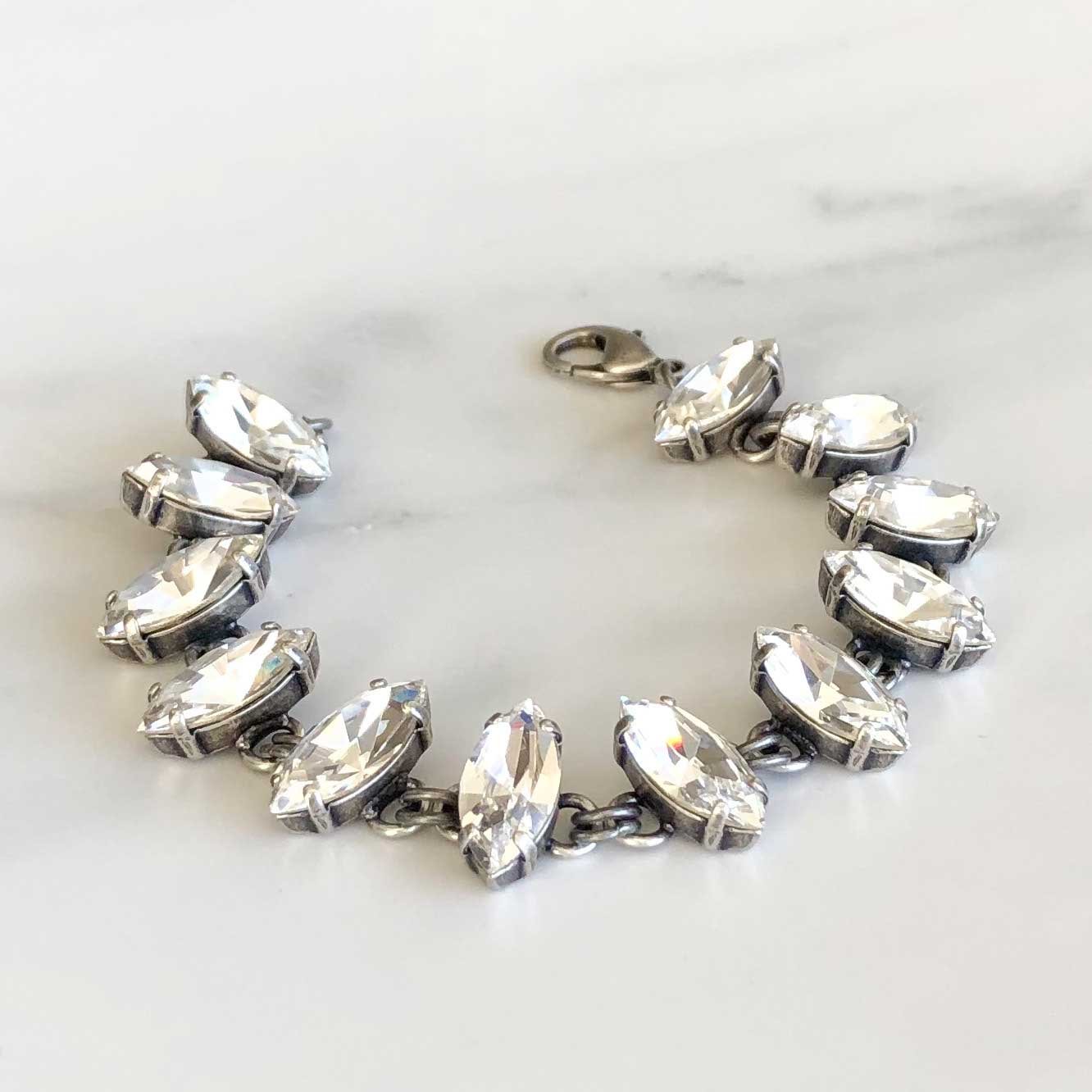 DOLCE & GABBANA Gold Brass Chain Red Floral Crystal Statement Charms  Bracelet | Estelleo