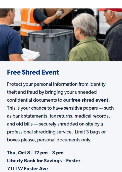 Free Shred Event by Liberty Bank for Savings