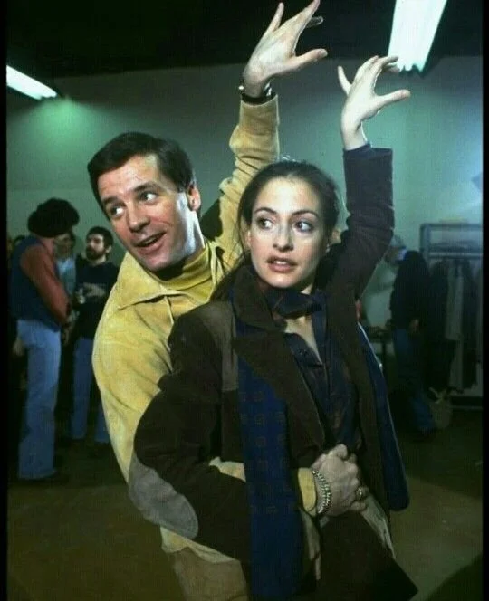 Larry Fuller and Patti LuPone in rehearsals for Evita.