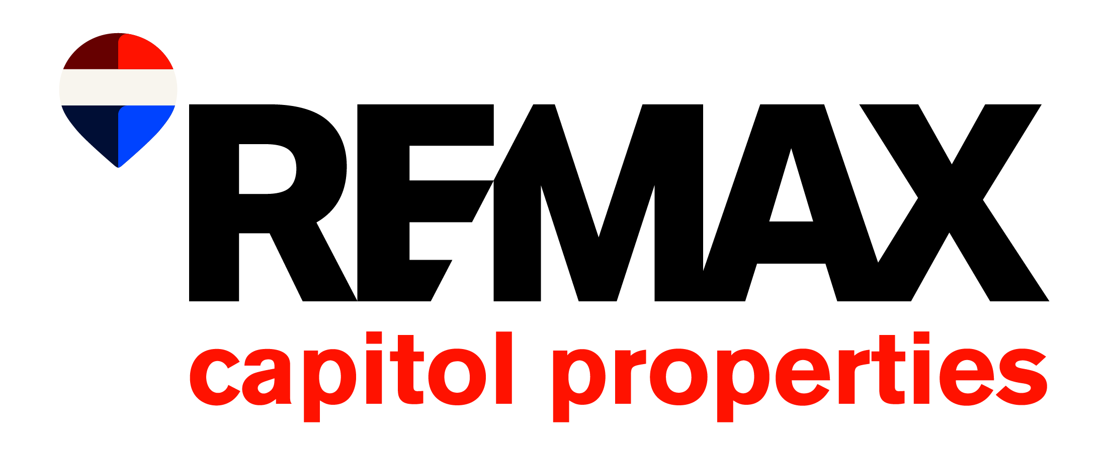Logo of Capitol Properties featuring a circular emblem with red, white, and blue sections, next to the text "Capitol Properties" with "capitol" in black and "properties" in red.