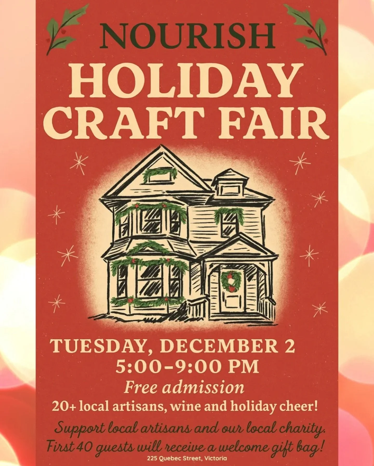 One week away! I&rsquo;m so happy to be vending at the beautiful @nourishvictoria at their Holiday Craft Fair ⭐️🎄

✨ 20 incredible vendors
🎁 first 40 attendees get a gift bag
🍷 mulled wine &amp; cranberry cocktails
🍰 4(!) kinds of cake

Catch me 