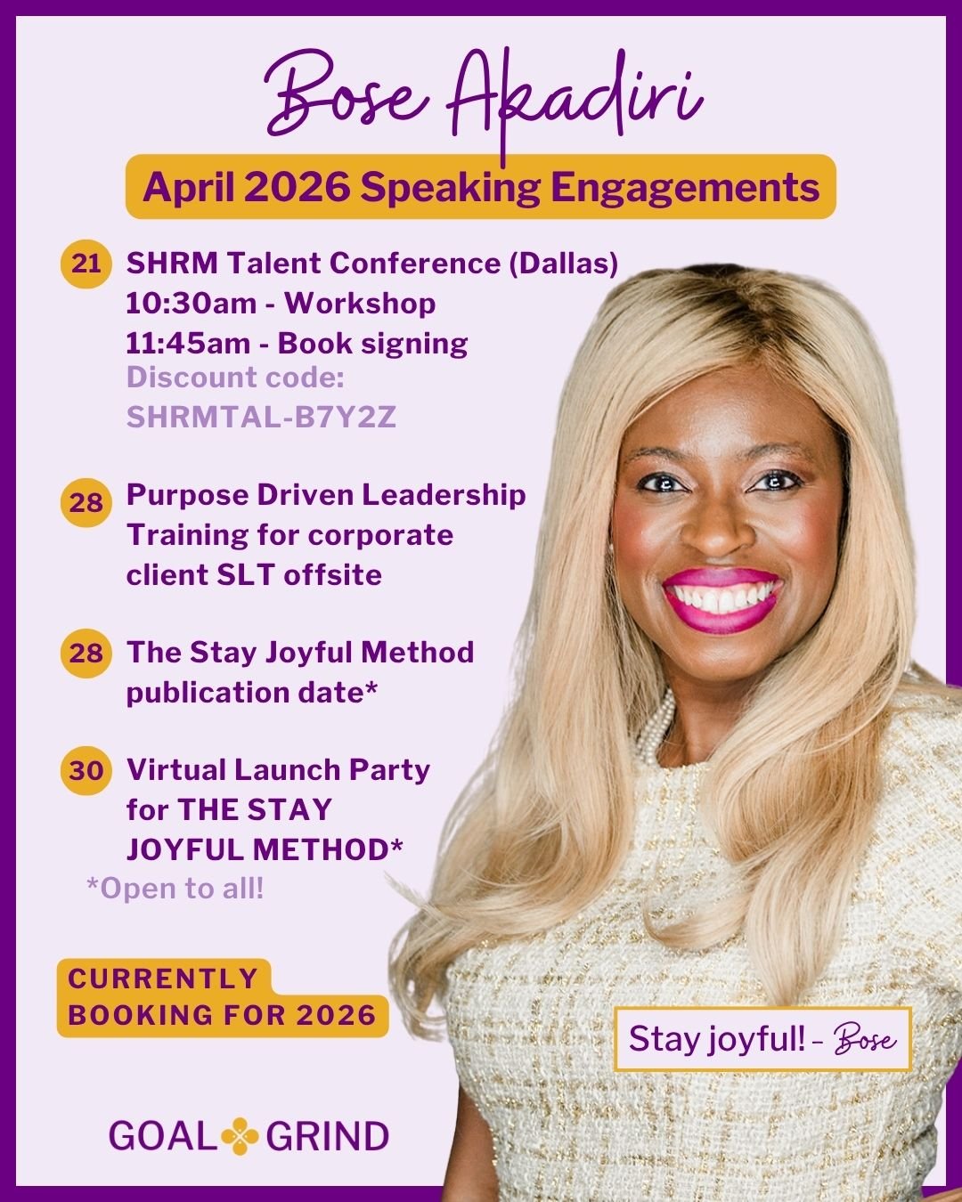 April is coming in 🔥🔥🔥

I'd love to see you at one of these events!

𝗔𝗽𝗿𝗶𝗹 𝟮𝟭: If you're in Talent Dev let's connect in Dallas at SHRM Talent. Use my code for a discounted conference ticket: SHRMTAL-B7Y2Z

I'm not only speaking at 𝗦𝗛𝗥𝗠 