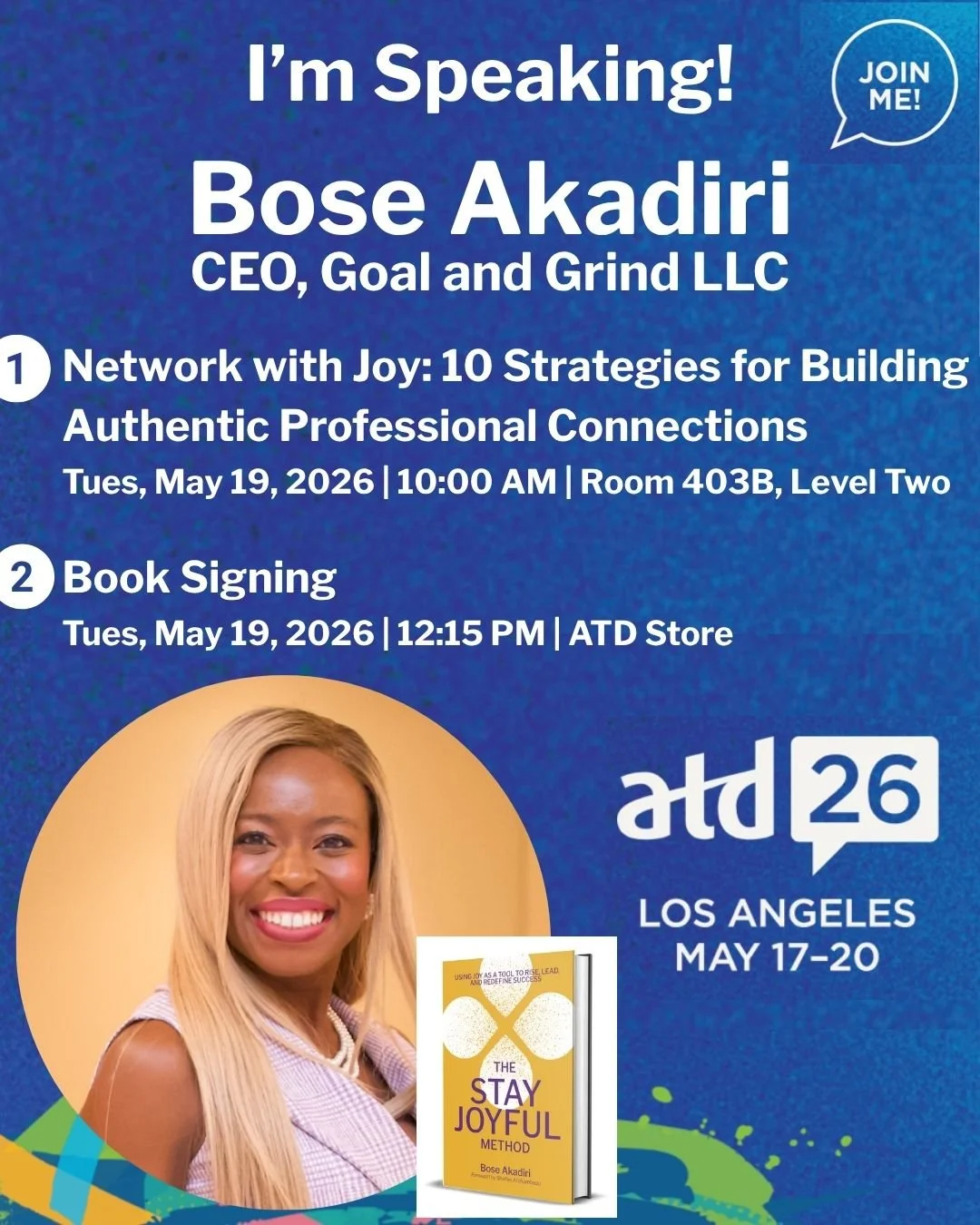 #ATD26 here I come!!!

Last year I attended #ATD25 with three goals:

1. Figure out how to get on stage next year.
2. Learn and expand my talent dev skills.
3. Network and grow my talent dev community.

✅ All three goals will be satisfied next week a