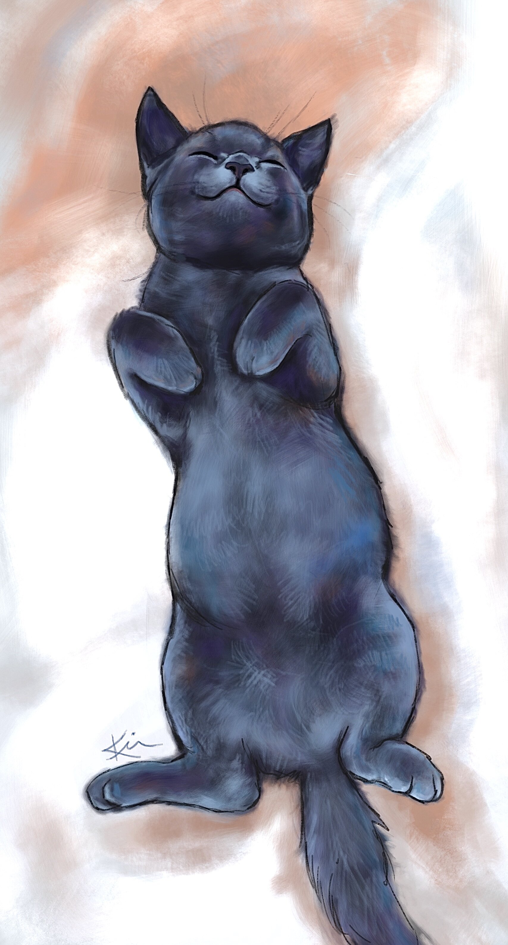 Kitten Illustration - Digital Kitten Painting by Kirsten Hubard