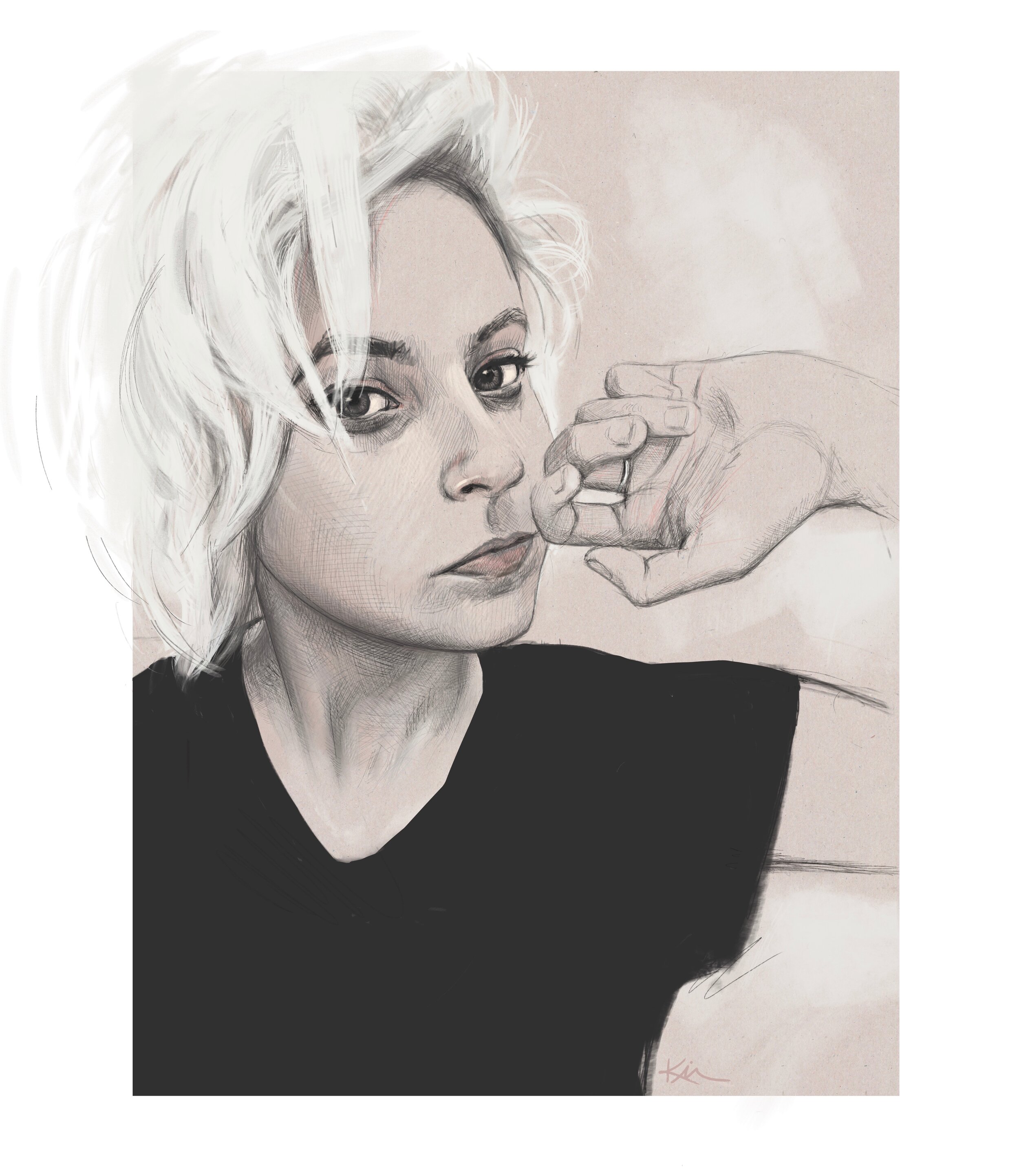 digital portrait drawing of noel