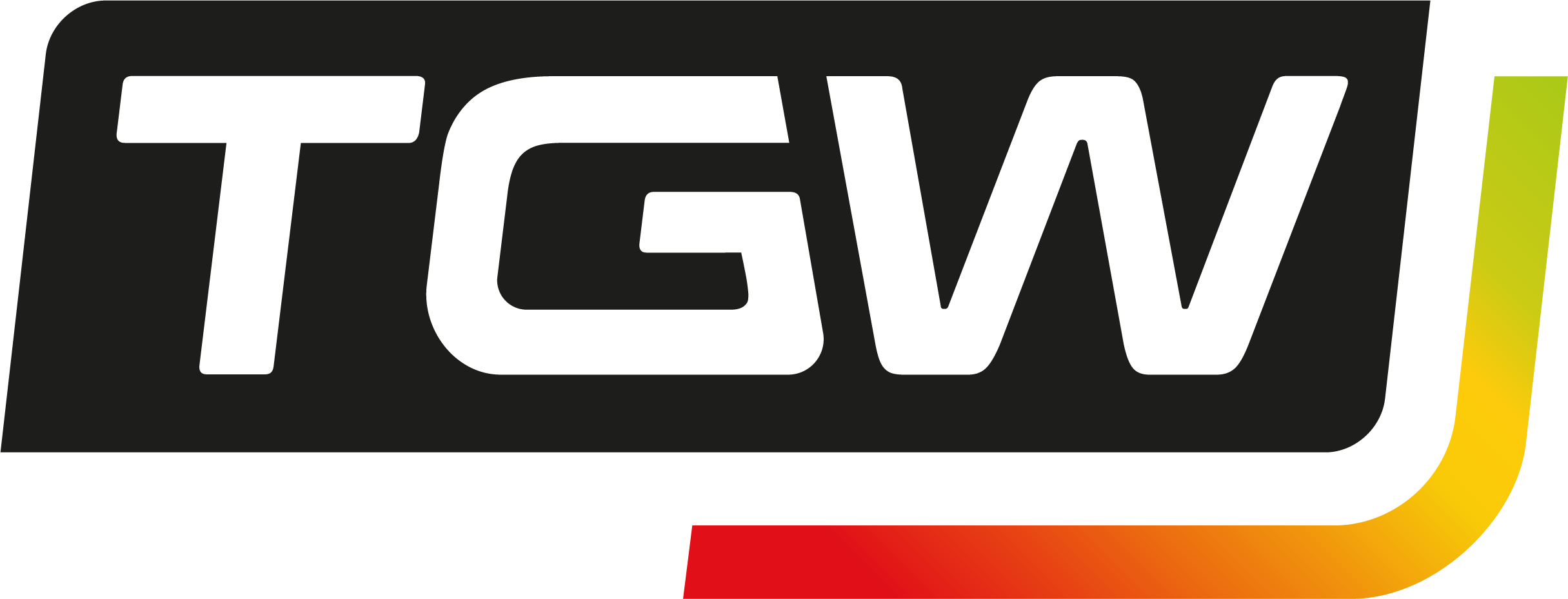 TGW logistics logo with white font on a black background