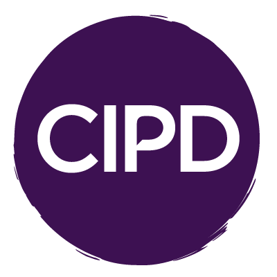 CIPD white font on a black background in the shape of a circle