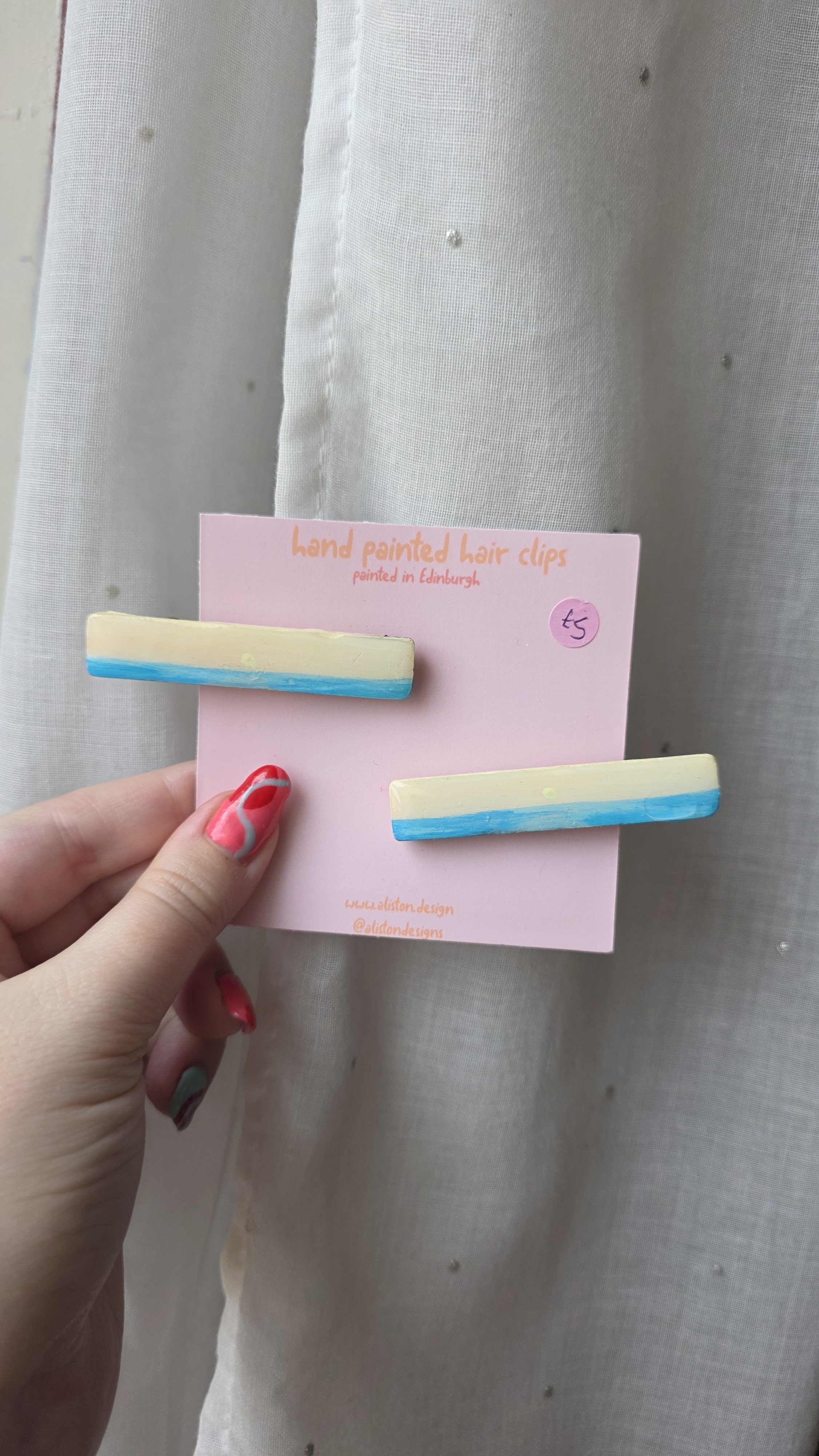 line hair clips - pastel sea