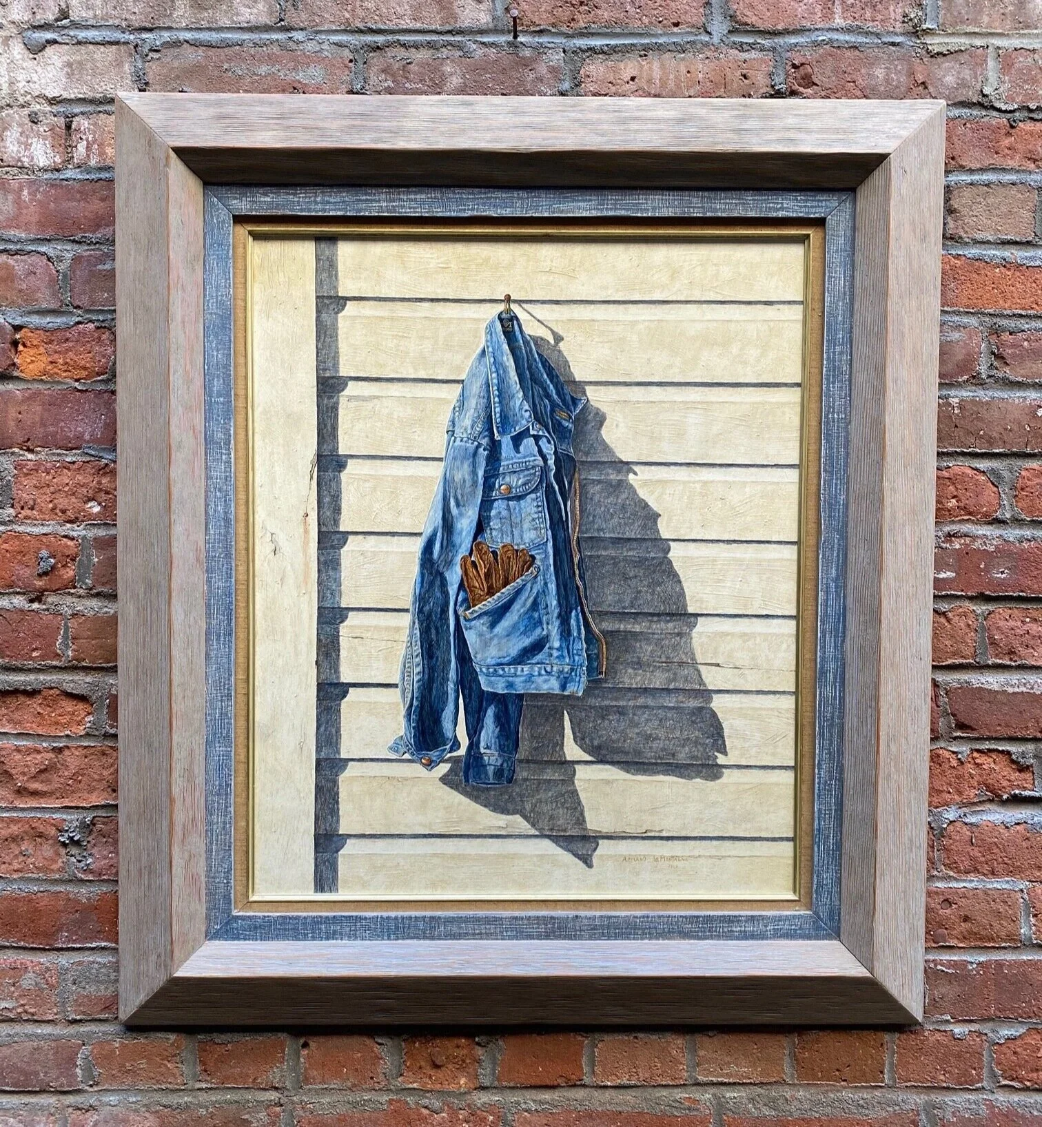 Hyper Realist Denim Jacket Painting by Armand LaMontagne, 1981