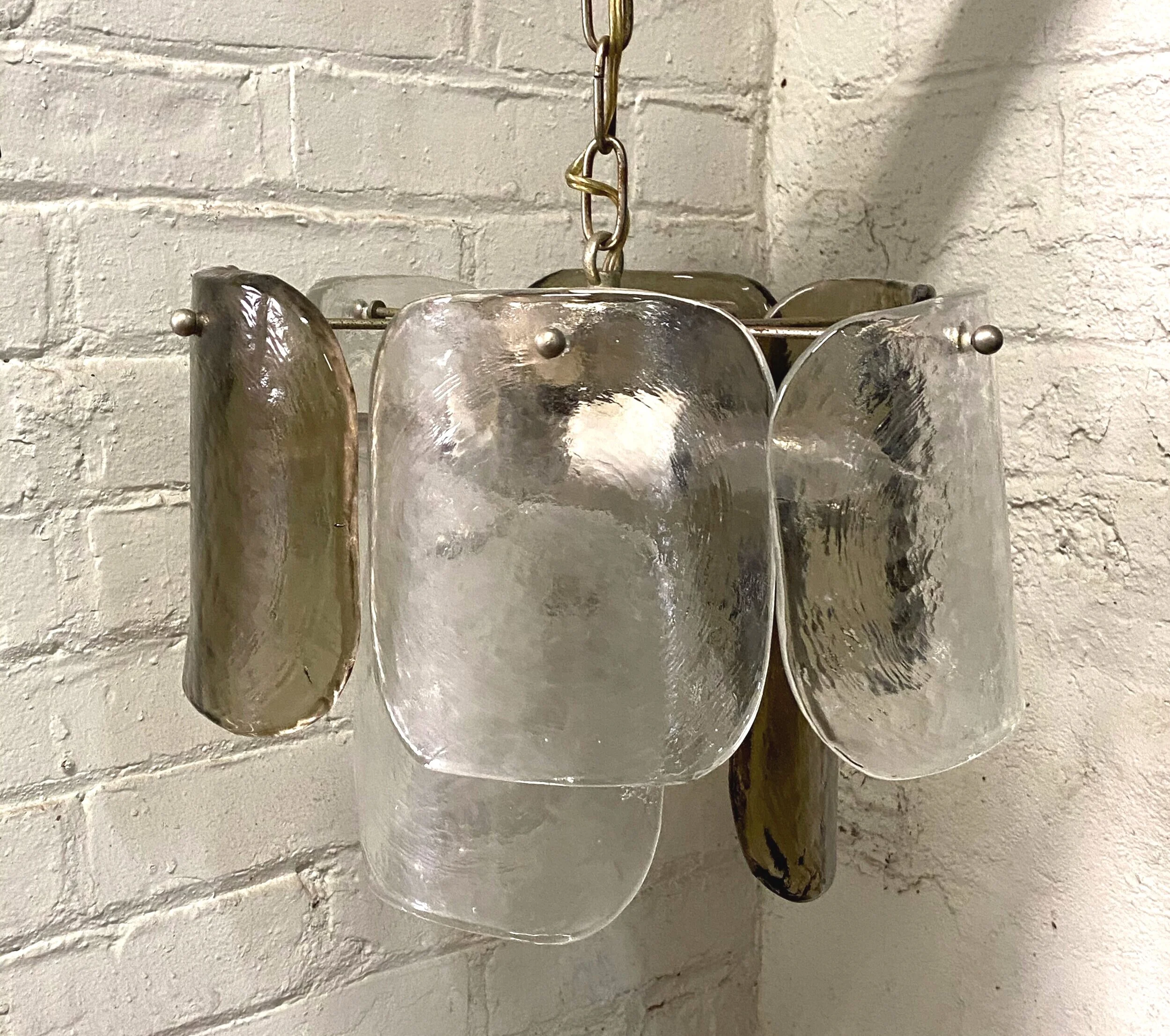 J.T. Kalmar Smoke and Clear Glass Panel Chandelier