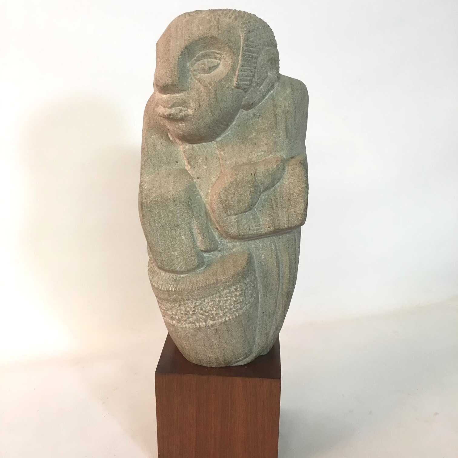 Modernist 1950s Limestone Shona Musician Sculpture